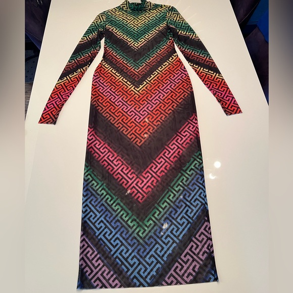 AFRM Vibrant Long Sleeve Shailene Dress in Geo Stripe size Medium - Picture 2 of 8